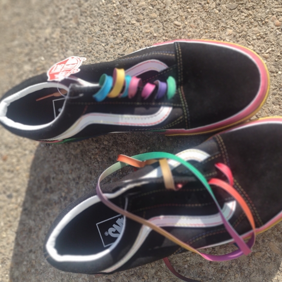 Vans Black Multicolor Platform Shoes - Picture 5 of 8